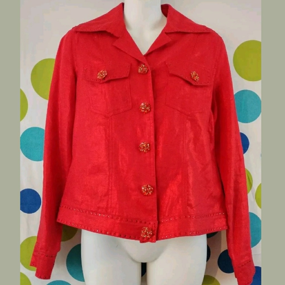 Berek Women's Small Red Linen Lightweight Jeweled